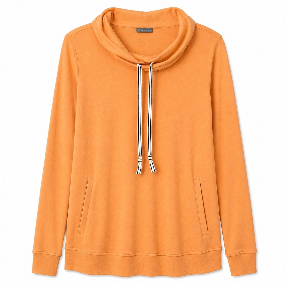 Talbots Orange Cowl Neck Pullover Small Casual Athleisure Tunic Top